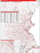 Boston-Cambridge-Newton Metro Area Wall Map Red Line Style